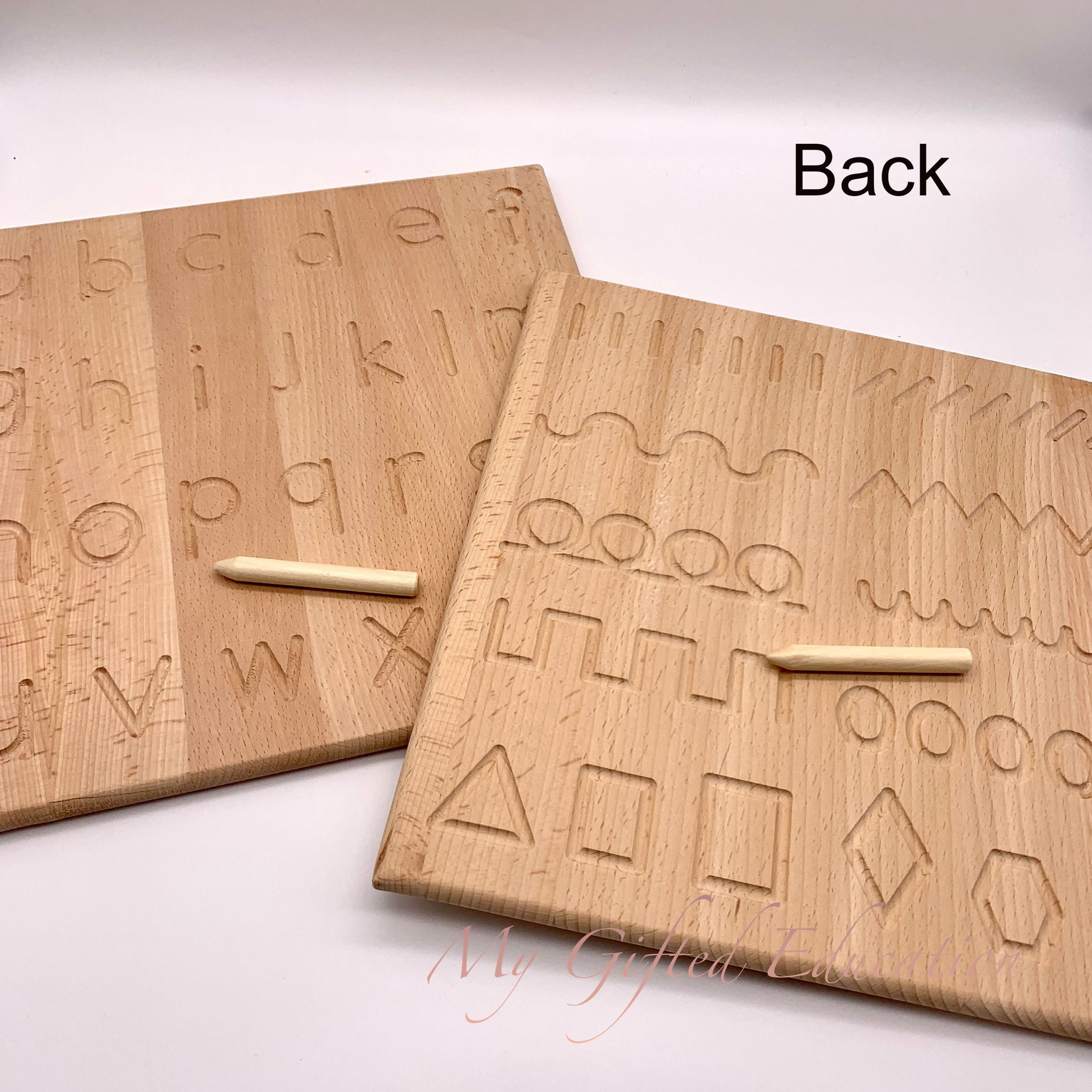 BeginAgain - Wooden Alphabet & Numbers Tracing Boards w/ Stylus